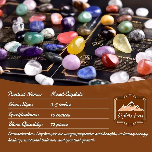 Polished Multicolor Healing Crystal Stone Set, 72 Pcs, 0.5" Handpicked Tumbled S - Picture 3 of 9
